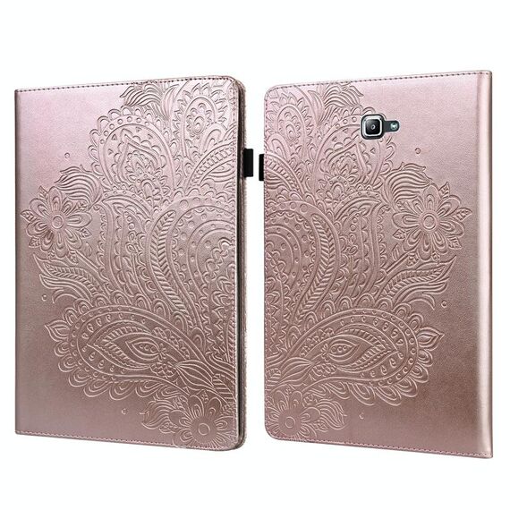 Per Samsung Galaxy Tab A 10.1 (2016) T580 Custodia rigida in TPU + PU con motivo a rilievo in rilievo orizzontale in pelle con supporto, slot per schede e portafoglio (oro rosa)