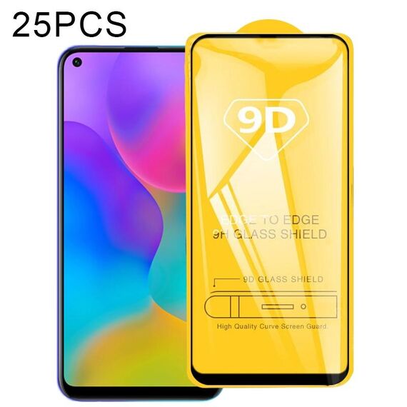 Per Huawei Honor 9C 25 PCS 9D Full Glue Pellicola in vetro temperato a schermo intero