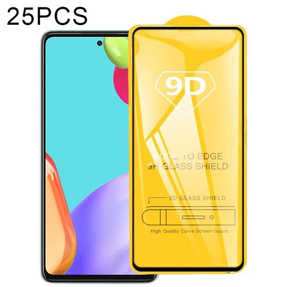 Per Samsung Galaxy A52 5G / 4G 25pcs 9D Full Glue Pellicola in vetro temperato a schermo intero