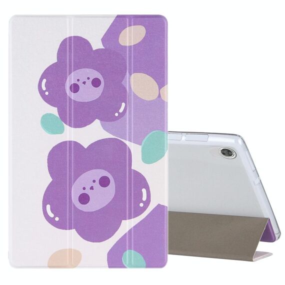 Per Lenovo Tab M10 HD Gen 2 (TB-X306F) Custodia in pelle a vibrazione orizzontale con motivo a disegno colorato con supporto a tre pieghe (fiore viola)