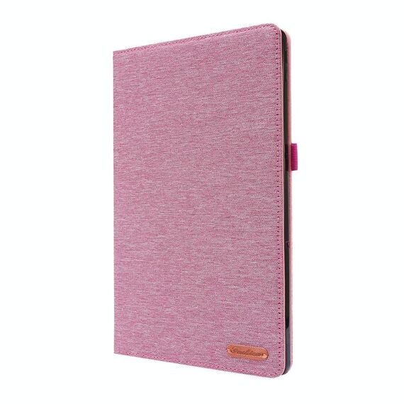 Per Lenovo Tab P11 Custodia protettiva in TPU con vibrazione orizzontale + tessuto in pelle PU con clip per biglietto da visita (rosa rossa)