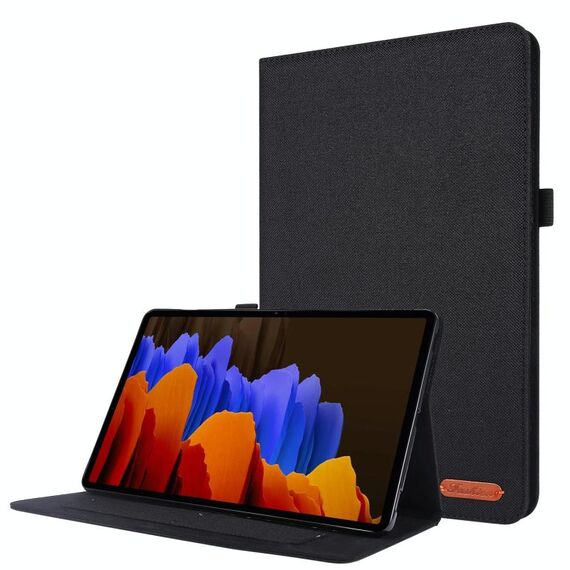 Per Samsung Galaxy Tab S8 + / Tab S8 Plus / Tab S7 FE / TAB S7 + / T970 orizzontale Flip TPU + Tessuto PU Custodia protettiva in pelle PU con clip per scheda nome (nero)