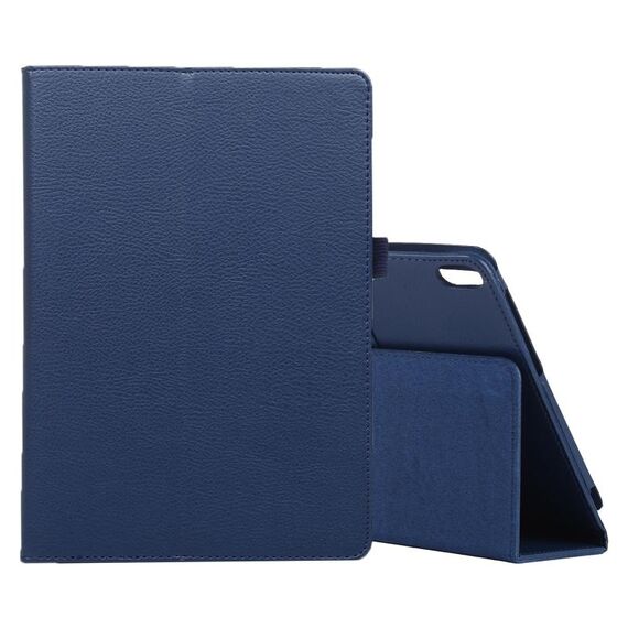 Per Lenovo Smart Tab M10 / P10 10.1 pollici Litchi Texture Custodia in pelle a vibrazione orizzontale in tinta unita con supporto e slot per penna (blu scuro)