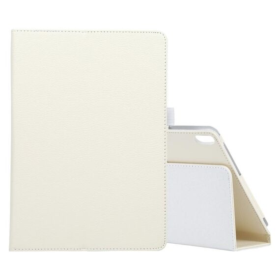 Per Lenovo M10 Plus TB-X606F Custodia in pelle a vibrazione orizzontale in tinta unita con struttura litchi con supporto e slot per penna (bianco)