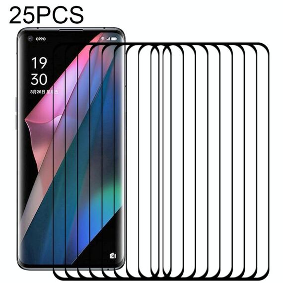 Per OPPO Trova X3 Pro 25 PCS 3D Bordo curvo a schermo intero Pellicola di vetro temperato (nero)
