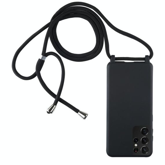 Per Samsung Galaxy S21 Ultra 5G Candy Colors Custodia protettiva TPU con cordino (nero)
