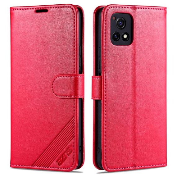 Per Vivo Y52S AZNS Struttura in pelle di pecora orizzontale in pelle flip orizzontale con supporto e carte slot e portafoglio (rosso)