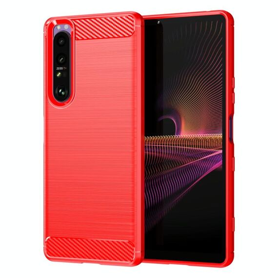 Per Sony Xperia 1 III texture in fibra di carbonio in fibra di carbonio in fibra di carbonio (rosso)