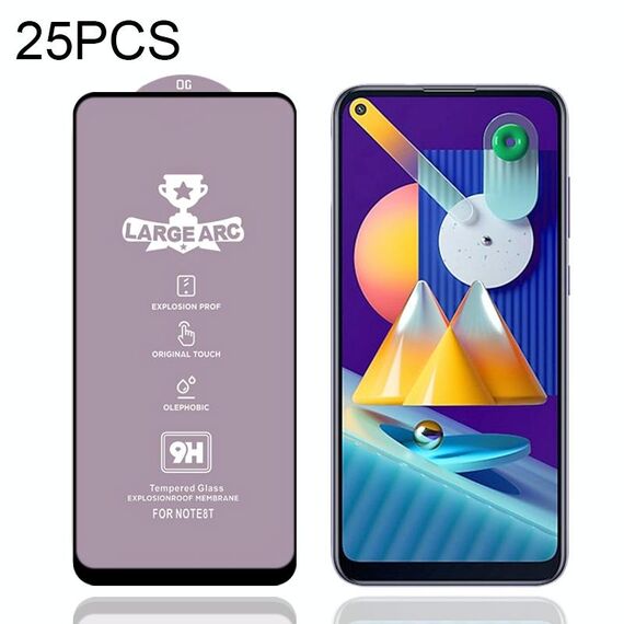 Per Samsung Galaxy M11 25 PCS 9H HD Large Arc High Allumina Full Screen Temperato in vetro temperato