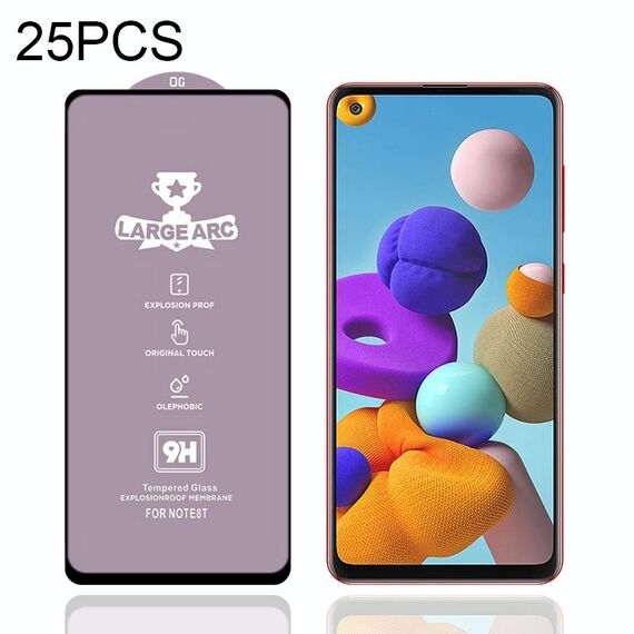 Per Samsung Galaxy A21s 25pcs 9H HD Pellicola in vetro temperato a schermo intero ad alta allumina ad arco grande