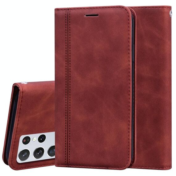 Per Samsung Galaxy S21 Ultra 5G Business glassato Business Glassatico Gestione orizzontale Custodia in pelle PU con supporto e carta Slot & Lanyard (Brown)