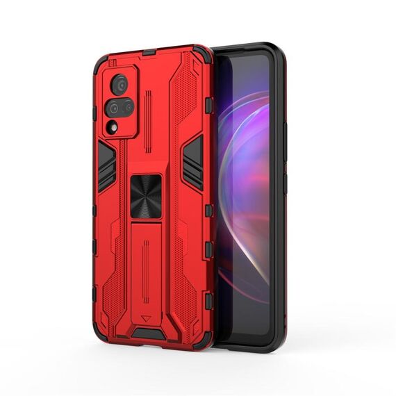 Per vivo v21 supersonico PC + custodia protettiva antiurto TPU con supporto (rosso)