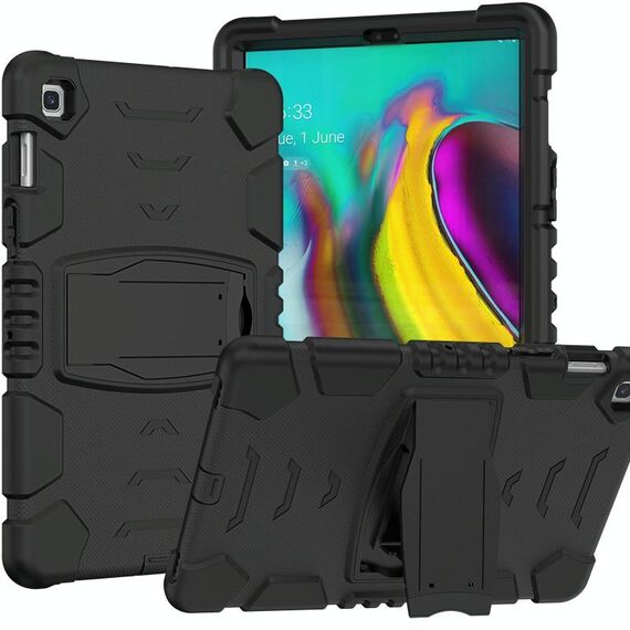 Telaio schermo di protezione a 3 strati + PC + Cassa combinata antiurto in silicone con supporto per Samsung Galaxy Tab S5E T720 (nero)