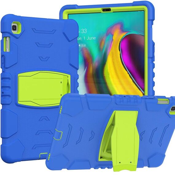 Telaio schermo di protezione a 3 strati + PC + Cassa combinata antiurto in silicone con supporto per Samsung Galaxy Tab S5E T720 (Blue + Lime)