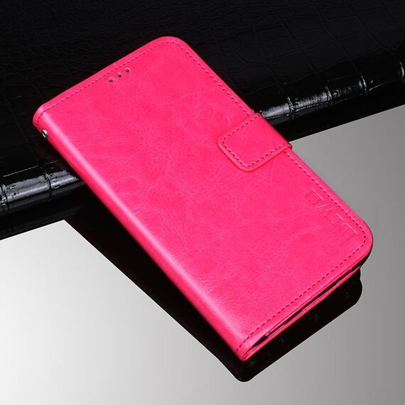 Per Asus Zenfone 8 ZS590KS Idewei Crazy Horse Texture Gastronomia in pelle flip orizzontale con supporto e slot per schede e portafoglio (Rose Red)