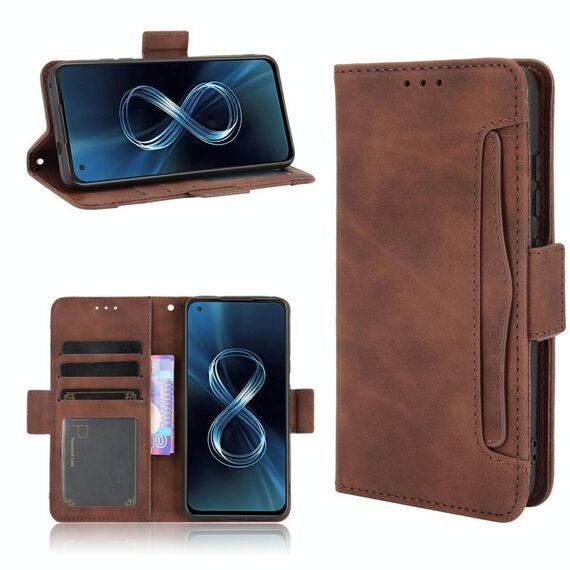 Per Asus Zenfone 8 ZS590KS Skin Self Seas Celf Pattern Custodia in cuoio orizzontale in pelle orizzontale con supporto e carte Slot & Photo Frame (Brown)