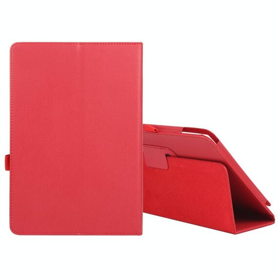 Per Amazon Fire HD 10 2021 Litchi Texture Custodia in pelle orizzontale a colori solido con supporto e slot per penna (rosso)
