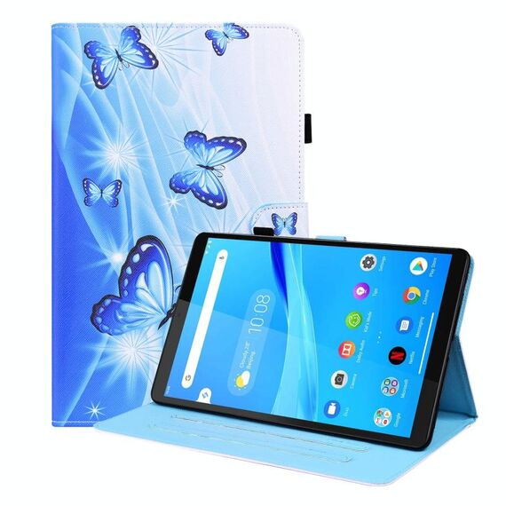 Per Lenovo Tab M8 FHD TB-8505F / TB-8705X Caso di cuoio a flip orizzontale orizzontale a 8,0 pollici con supporto e carta Slot e cornice fotografica (farfalla blu)
