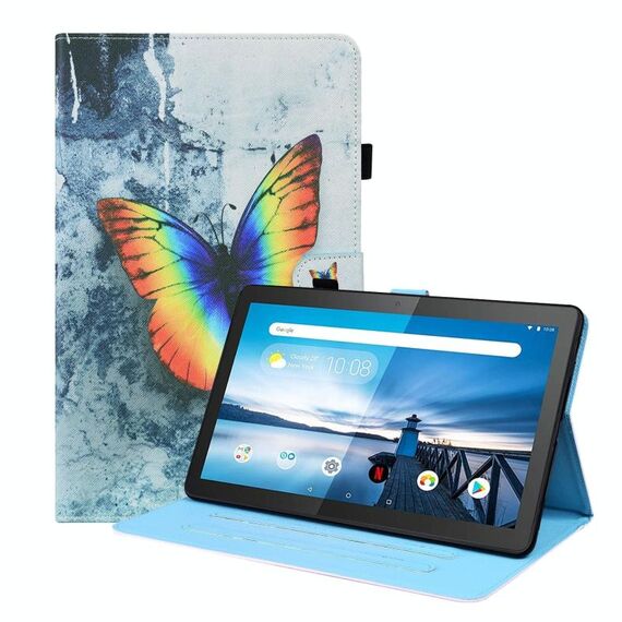 Per Lenovo M10 FHD REL TB-X605FC / TB-X605LC Caso di cuoio orizzontale a flip orizzontale con supporto e carte e fotogrammi fotografici (farfalla a colori)