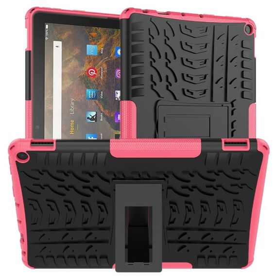 Per Amazon Fire HD 10 2021 Trama pneumatico TPU antiurto TPU + custodia protettiva PC con supporto (rosa)