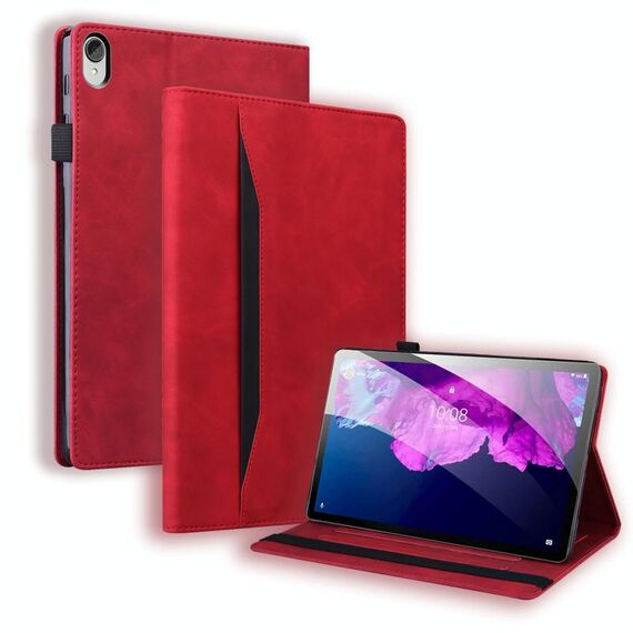 Per Lenovo Tab P11 TB-J606F Business Affari Antiurto Antifurrazione Cassa in pelle orizzontale con supporto e carte e slot per schede e fotogrammi e slot per penna (rosso)
