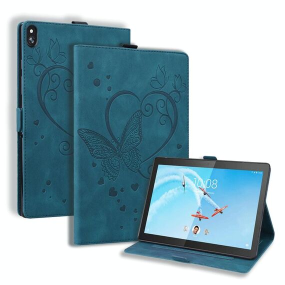 Per Lenovo Tab M10 10.1 pollici Love Butterfly Pattern Custodia in pelle flip orizzontale con supporto (blu)
