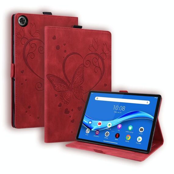 Per Lenovo Tab M10 PLUS TB-X606F TB-X606x Amore farfalla modello flip in pelle flip con supporto (rosso)