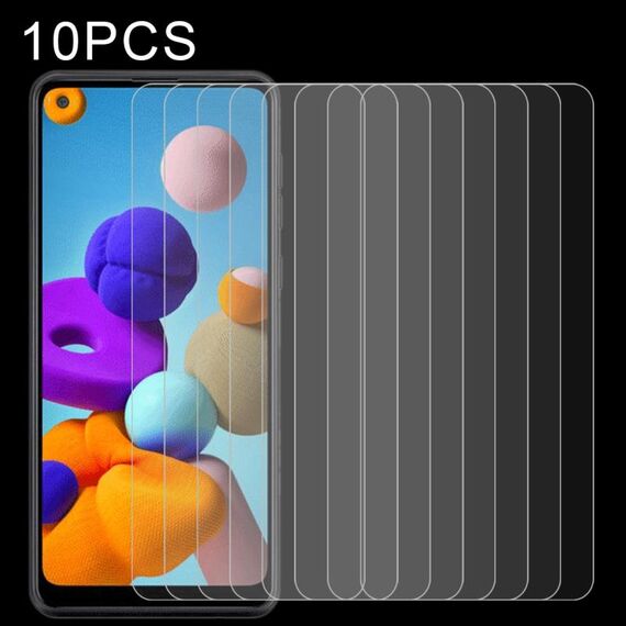 Per Galaxy A21 10 PCS 0.26mm 9H Durezza superficiale 2.5D Pellicola non a schermo intero in vetro temperato antideflagrante