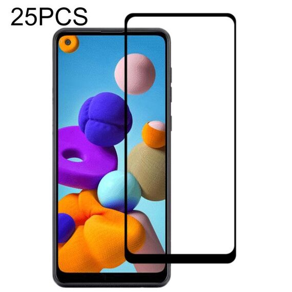 25 PCS 9H Durezza superficiale 2.5D Pellicola in vetro temperato a schermo intero con colla piena per Galaxy A21