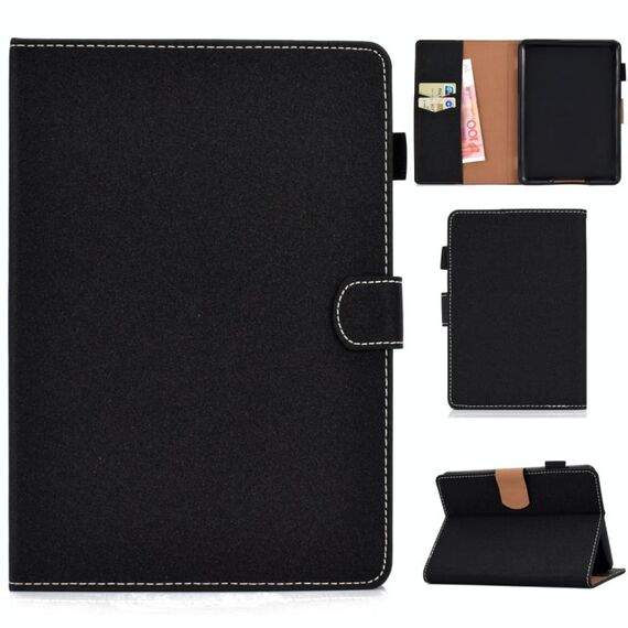 Per Kindle Paperwhite 4/3/2/1 Tablet PC a tinta unita Custodia in pelle con vibrazione orizzontale magnetica universale con slot per schede e supporto (nero)