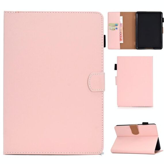 Per Kindle Paperwhite 4/3/2/1 Tablet PC a tinta unita Custodia universale in pelle con vibrazione orizzontale magnetica con slot per schede e supporto (rosa)