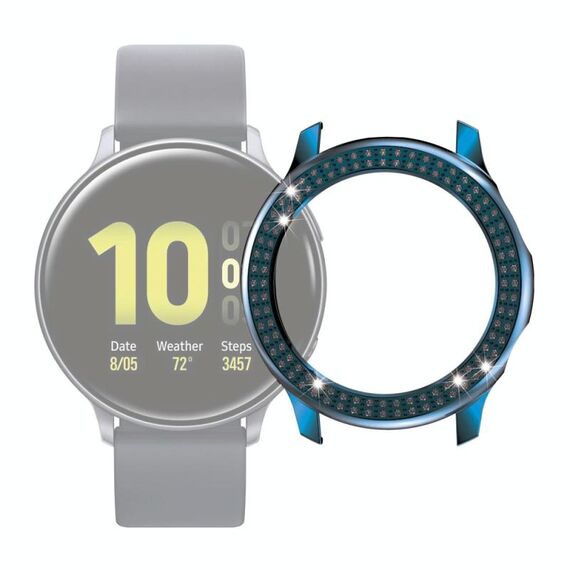 Per Samsung Galaxy Watch Active2 40mm Cassa dell'orologio con diamanti a doppia fila per PC (indaco)