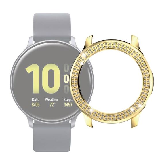 Per Samsung Galaxy Watch Active2 40mm Cassa dell'orologio con diamanti a doppia fila per PC (oro)