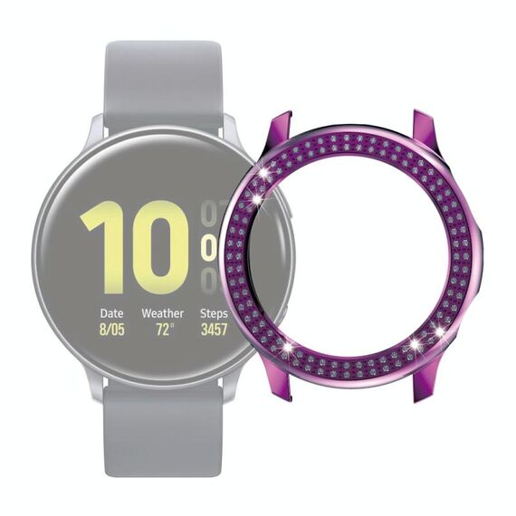 Per Samsung Galaxy Watch Active2 40mm Cassa dell'orologio con diamanti a doppia fila per PC (viola)