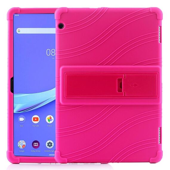 Custodia protettiva in silicone per tablet PC Lenovo Tab E10 con staffa invisibile (rosa rossa)