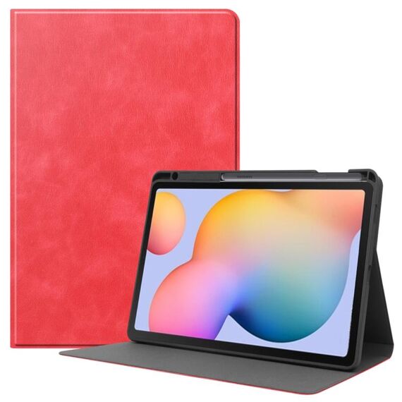 Per Samsung Galaxy Tab S6 Lite P610 / P615 Custodia in pelle di vacchetta con struttura in TPU Custodia in pelle con vibrazione orizzontale con supporto e funzione di sospensione / sveglia e slot per penna (rosso)