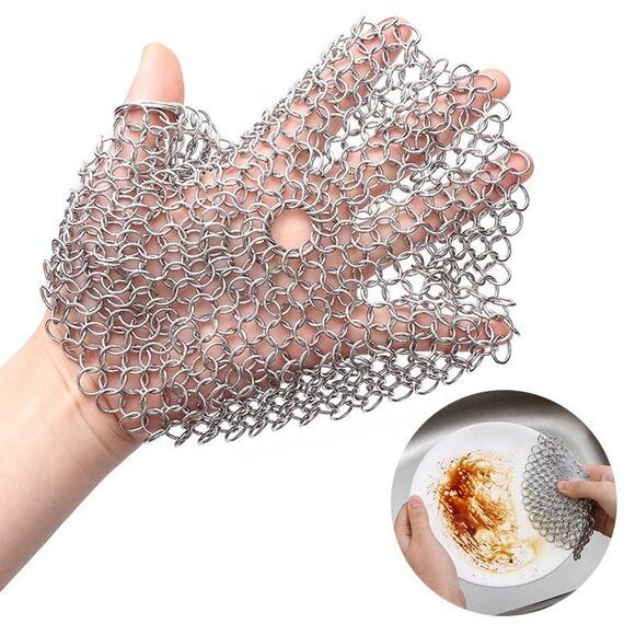 Acciaio inossidabile tondo ferro pulitore pentola spazzola scrubber pentole per la casa strumento di pulizia della cucina, dimensioni: 8 x 8 pollici
