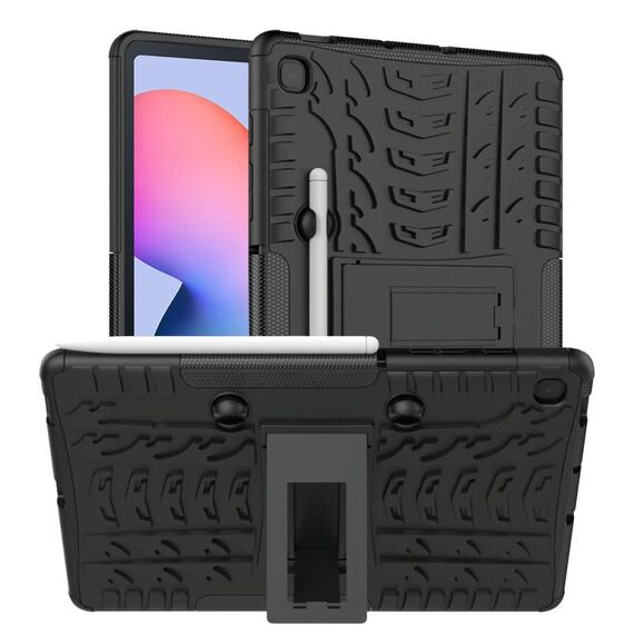 Per Samsung Galaxy S6 Lite Custodia antiurto in TPU + PC con struttura in gomma, con supporto e vassoio per penna (nero)