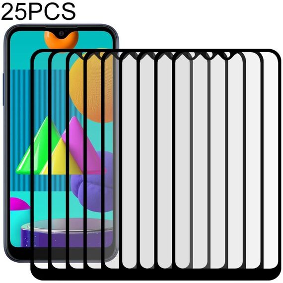 Per Samsung Galaxy M01 25 PCS Full Glue Pellicola in vetro temperato a schermo intero (nero)
