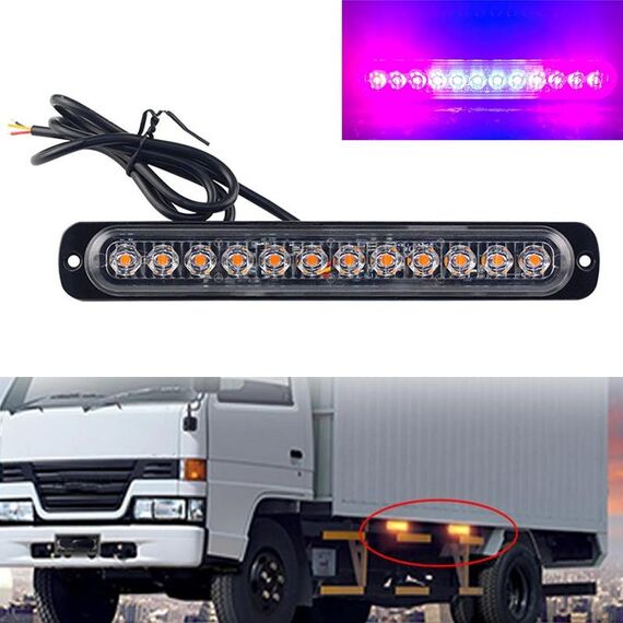 DC12V-24V / 36W Spia lampeggiante stroboscopica di emergenza per camion per auto 12 LED Luci laterali ultrasottili lunghe (rosso + blu + rosso)