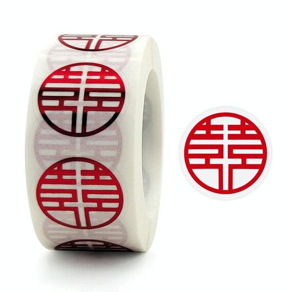5 Rolls Wedding Happy Word Sticker Busta Etichetta sigillatura Sigillo scatola da zucchero Busta rossa Etichetta di nozze, diametro :, Colore: 25mm