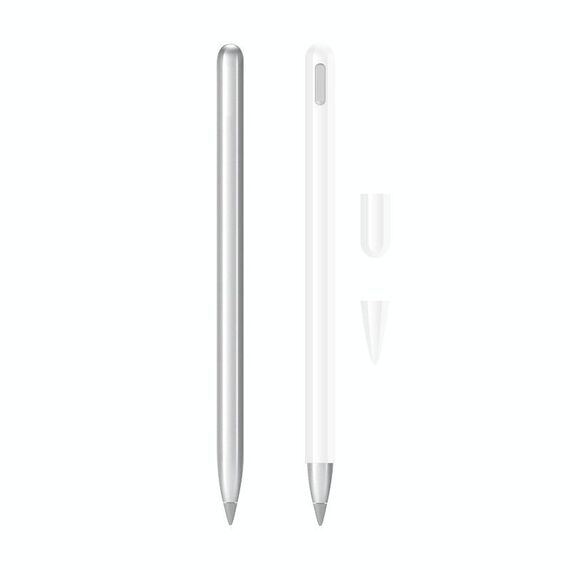 2 Set 3 in 1 Coperchio protettivo in silicone Stilo + Penna a due colori Set per Huawei M-matita (bianco)
