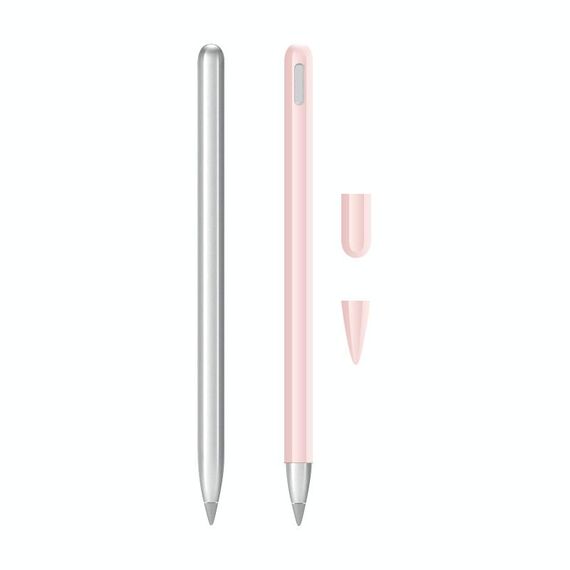 2 set 3 in 1 Coperchio protettivo in silicone Stilo + Penna a due colori Set per Huawei M-matita (rosa)