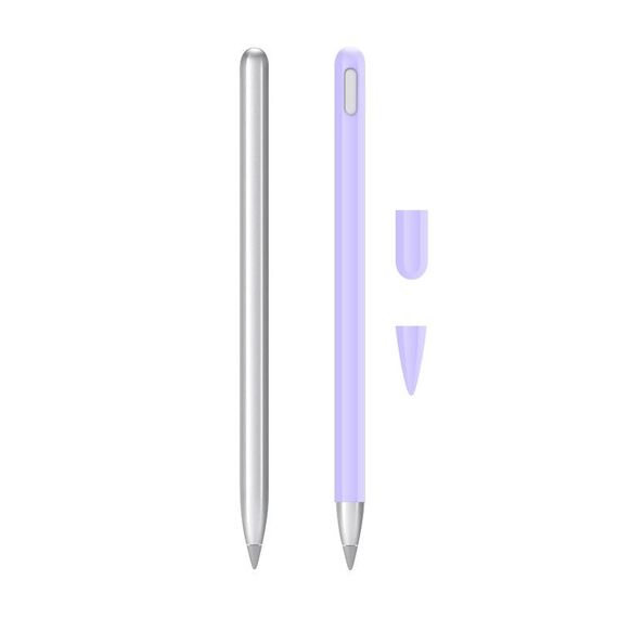 2 set 3 in 1 Coperchio protettivo in silicone Stilo + Penna a due colori Set per Huawei M-matita (lavanda viola)