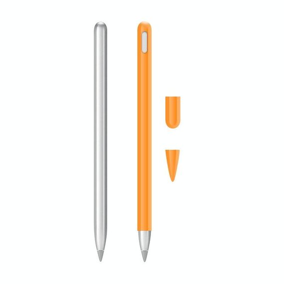 2 Set 3 in 1 Coperchio di protezione in silicone Stilo + Penna a due colori Set per Huawei M-matita (arancione)