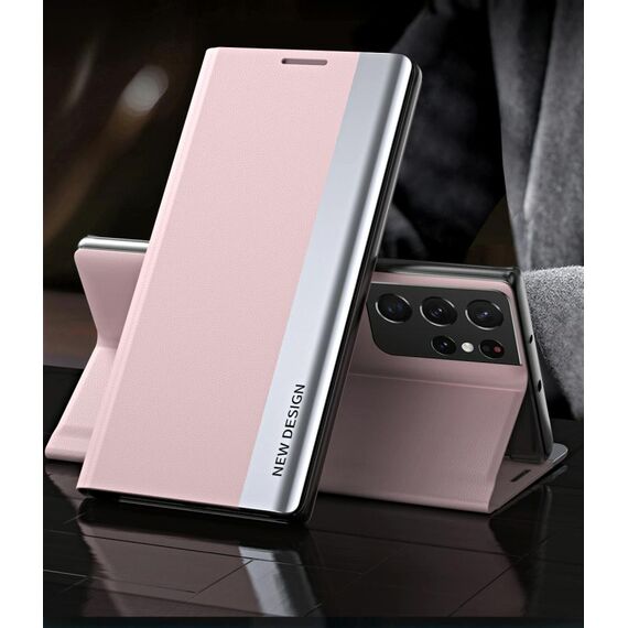 Per Samsung Galaxy S21 Ultra 5G laterale custodia a flip a flip ultra-sottile elettroplavata con supporto con supporto (rosa)