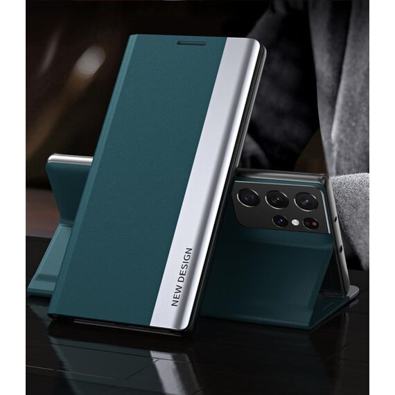 Per Samsung Galaxy S21 Ultra 5G Custodia a flip a flip ultra-sottile multiplata elettroplata con supporto con supporto (verde)