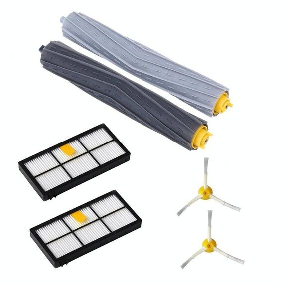 Pennello da spazzatura robot + filtro Hypa + Pennello laterale triangolare per Irobot 800 960 (nero)