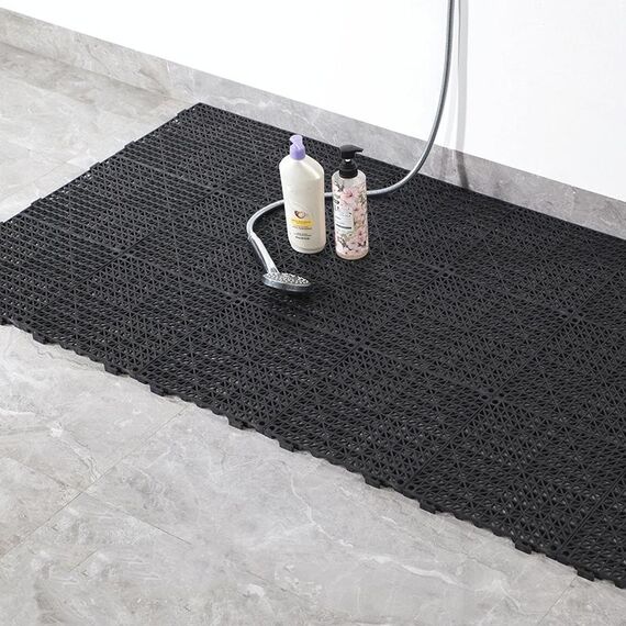 4 pezzi in PVC addensato PVC può essere giuntato ?? pavimento tappetino da cucina Bagno antiscivolo Piede a pedale antiscivolo Pad per iniezione cavo, dimensioni: 30x30x1.5 cm (nero)