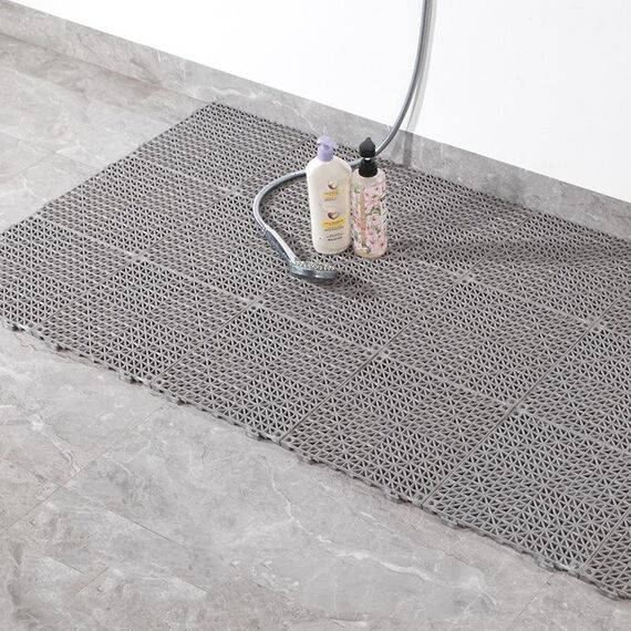 4 pezzi in PVC addensato può essere giuntato ?? Pavimento Tappetino da cucina Bagno Anti-slip Pad Padello Hollow Iniezione Pad, Dimensioni: 30x30x1.5 cm (grigio)